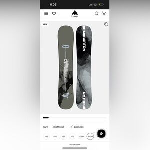 Burton Snowboard with Black and White Graphics
